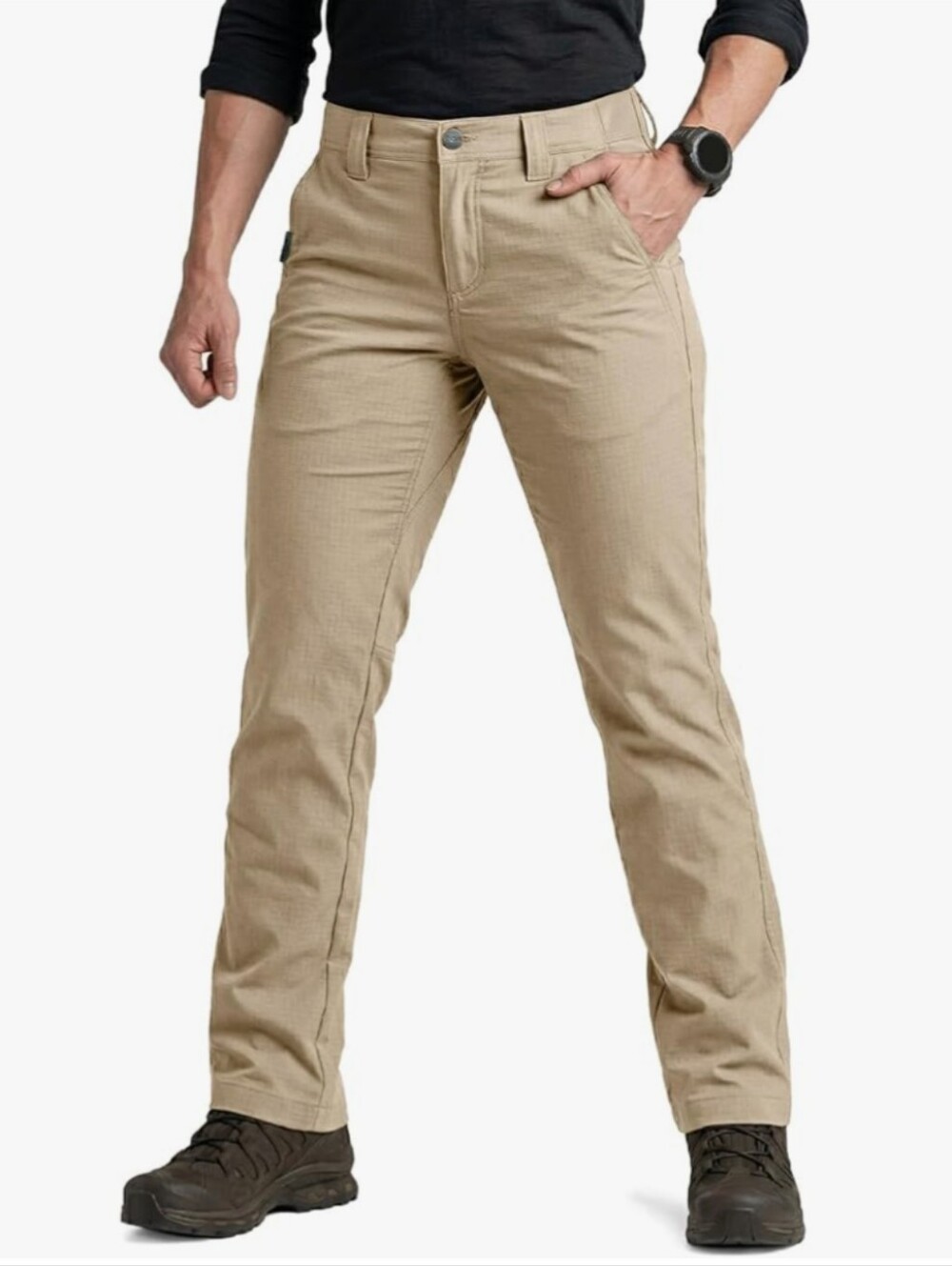 New CQR Women's Flex Stretch Tactical Pants Water Resistant Ripstop Khaki Sz 14